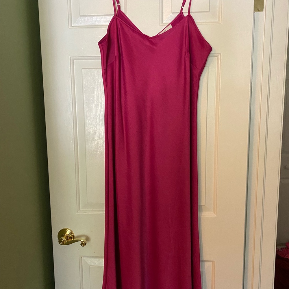 LOFT Pink Satin Slip Dress